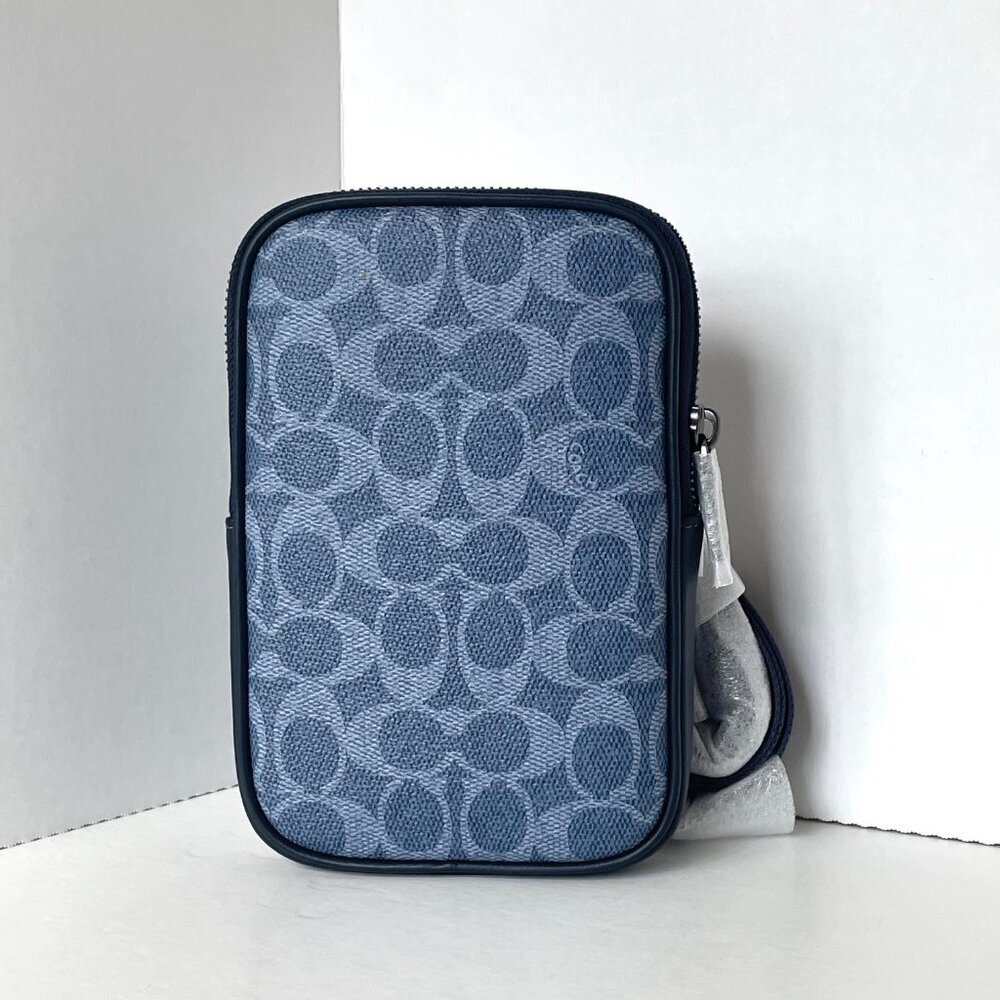 Coach Aden Crossbody Shoulder Bag Blue Signature Canvas Leather CW364 - Picture 10 of 10